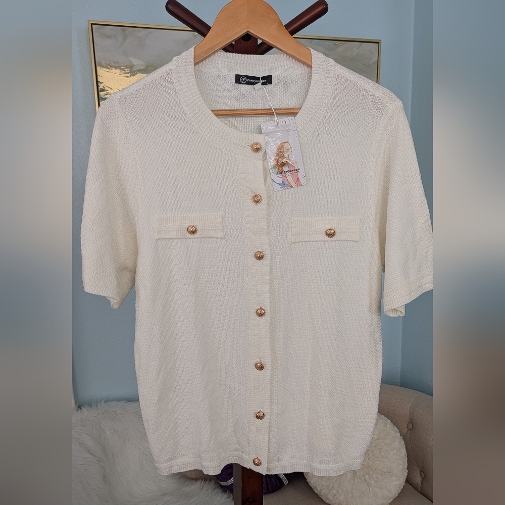 NWT PrettyGarden Button-Down  with Gold Buttons Size L - Picture 6 of 12